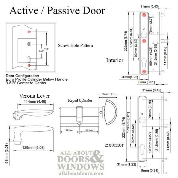 HOPPE Multipoint Lock Handleset, Verona, M151/216N, Solid Brass - Satin Nickel, Active - HOPPE Multipoint Lock Handleset, Verona, M151/216N, Solid Brass - Satin Nickel, Active