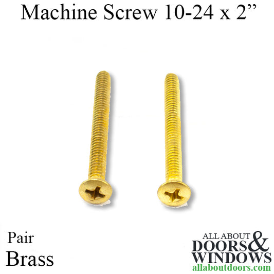 Machine Screw 10-24 x 2" for 2-1/4" Thick Door, Each - Brass