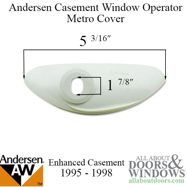 Andersen Enhanced Casement Window - Operator Cover - Metro Style - White - 1995 -1998. - Andersen Enhanced Casement Window - Operator Cover - Metro Style - White - 1995 -1998.