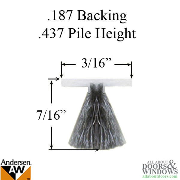Andersen Window Weatherstrip Frenchwood Sliding Doors Insect Screen Bug Seal .187 Inch back .437 Inch tall Gray - Andersen Window Weatherstrip Frenchwood Sliding Doors Insect Screen Bug Seal .187 Inch back .437 Inch tall Gray
