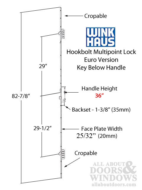 Winkhaus 20mm Cobra 35/92 Multipoint Lock System  with Hooks 82-7/8 inch - Winkhaus 20mm Cobra 35/92 Multipoint Lock System  with Hooks 82-7/8 inch