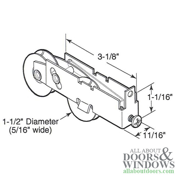 Sliding Door Roller With Adjustable Steel E Tab Housing 1.5 Inch Nylon Wheel - Sliding Door Roller With Adjustable Steel E Tab Housing 1.5 Inch Nylon Wheel