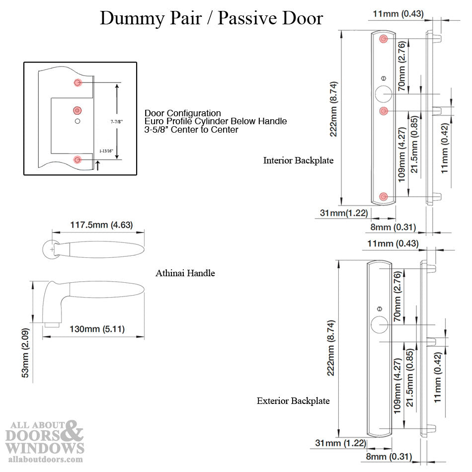 HOPPE Multipoint Lock Handleset, Athinai, Polished Chrome / Br. Stainless Steel, Dummy Pair - HOPPE Multipoint Lock Handleset, Athinai, Polished Chrome / Br. Stainless Steel, Dummy Pair