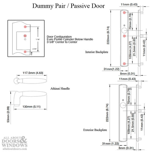 HOPPE Multipoint Lock Handleset, Athinai, Polished Chrome / Br. Stainless Steel, Dummy Pair - HOPPE Multipoint Lock Handleset, Athinai, Polished Chrome / Br. Stainless Steel, Dummy Pair