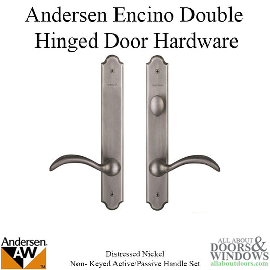 Hardware Kit, Double Door, Encino, Active / Passive - Distressed Nickel