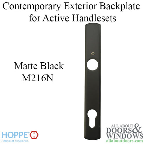 HOPPE Contemporary Exterior Backplate M216N for Active Handlesets - Matte Black - HOPPE Contemporary Exterior Backplate M216N for Active Handlesets - Matte Black