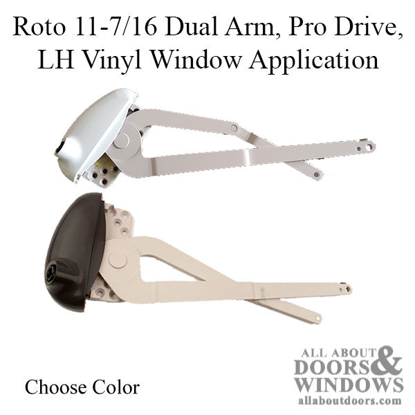 Roto 11-7/16 Dual Arm, Pro Drive, Left Hand Vinyl Window Application -  Choose Color - Roto 11-7/16 Dual Arm, Pro Drive, Left Hand Vinyl Window Application -  Choose Color