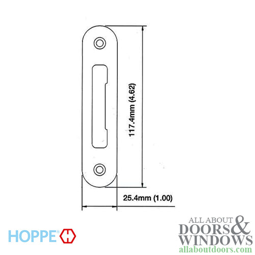 Strike Plate, PT0003N, Radius Tongue 1.00 x 4.62 - Stainless Steel - Strike Plate, PT0003N, Radius Tongue 1.00 x 4.62 - Stainless Steel