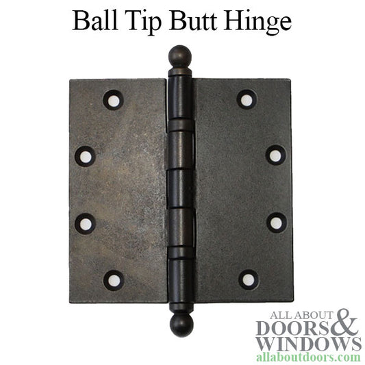 Nobilus 5" x 5" Ball Tip Butt Hinge, Ball Bearing - Dark Bronze