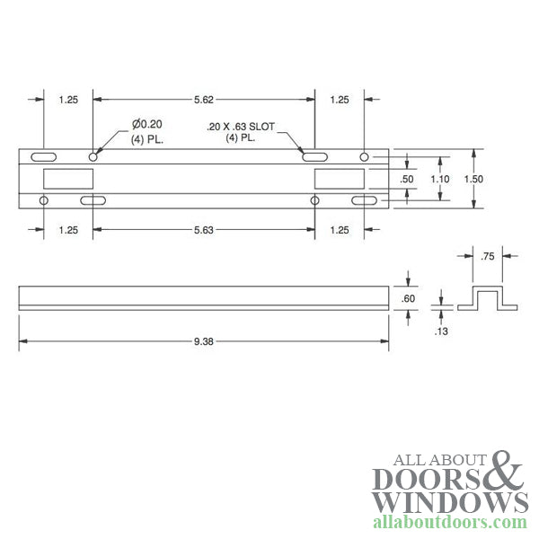 Sliding Door Keeper ¾ Inch Wide 5/8 Inch Raised Dual Point Strike - Sliding Door Keeper ¾ Inch Wide 5/8 Inch Raised Dual Point Strike