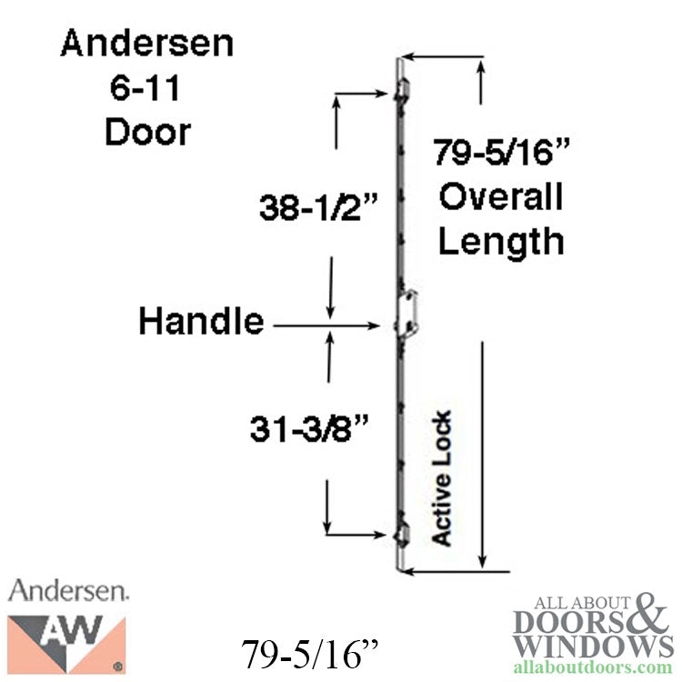 Andersen Multipoint Lock for A-Series Hinged Doors, 79-5/16