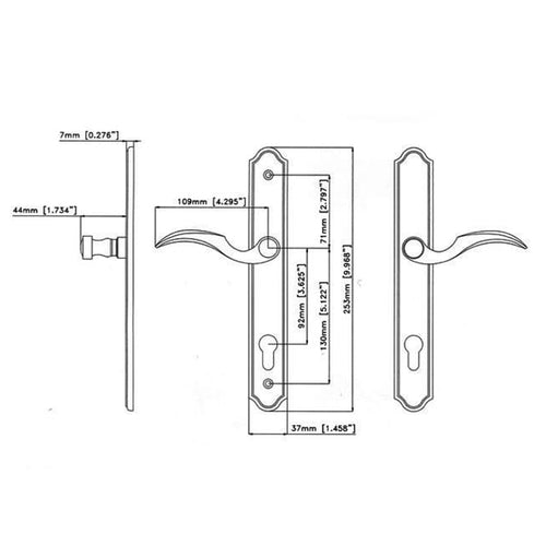Winkhaus STV Euro Traditional Plate, Fontana Lever - Brass PVD - Winkhaus STV Euro Traditional Plate, Fontana Lever - Brass PVD