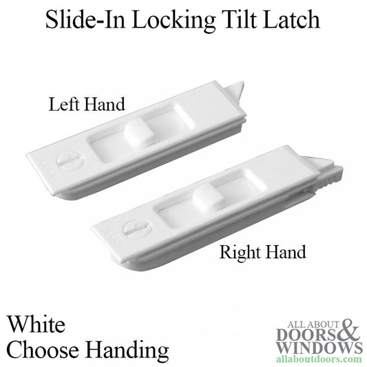 Locking Tilt Latch Left Handed Tilt Latch 2-5/8 Inch Slide-In Square Housing White