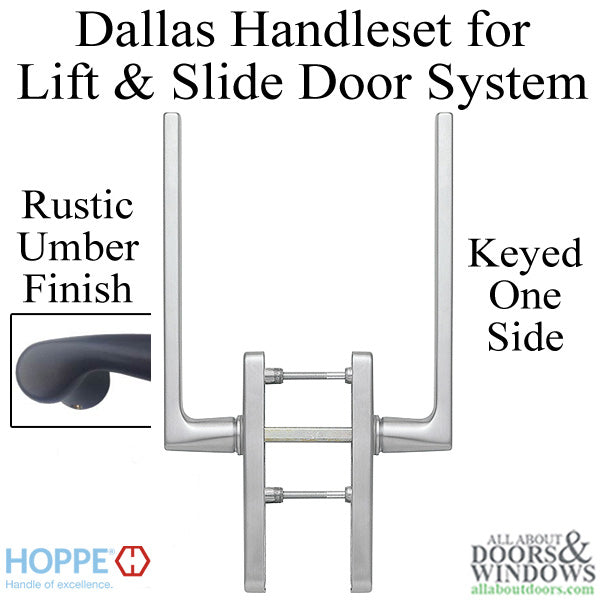 Dallas Handleset for Active Lift and Slide Door System, Keyed One Side - Rustic Umber - Dallas Handleset for Active Lift and Slide Door System, Keyed One Side - Rustic Umber