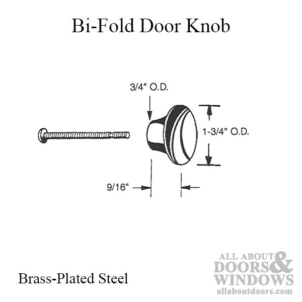 Knob for 1-3/4 Bi-Fold Door (Metal) - Acme No. 310 - Knob for 1-3/4 Bi-Fold Door (Metal) - Acme No. 310