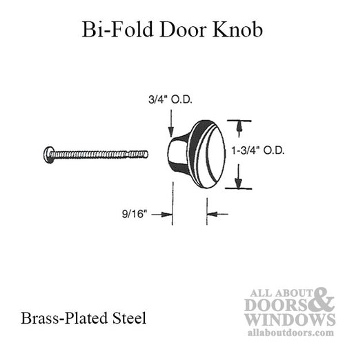 Knob for 1-3/4 Bi-Fold Door (Metal) - Acme No. 310 - Knob for 1-3/4 Bi-Fold Door (Metal) - Acme No. 310