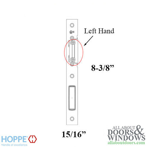 Hoppe Latch & Deadbolt Strike, Key Operated Lock,  Left Hand - Stainless Steel - Hoppe Latch & Deadbolt Strike, Key Operated Lock,  Left Hand - Stainless Steel