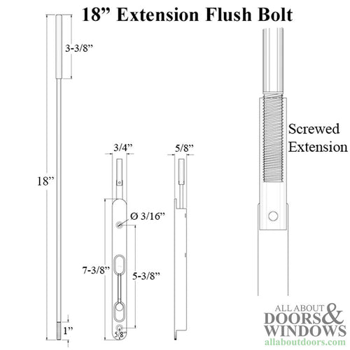 18'' Extension Flush Bolt, Zinc - 18'' Extension Flush Bolt, Zinc