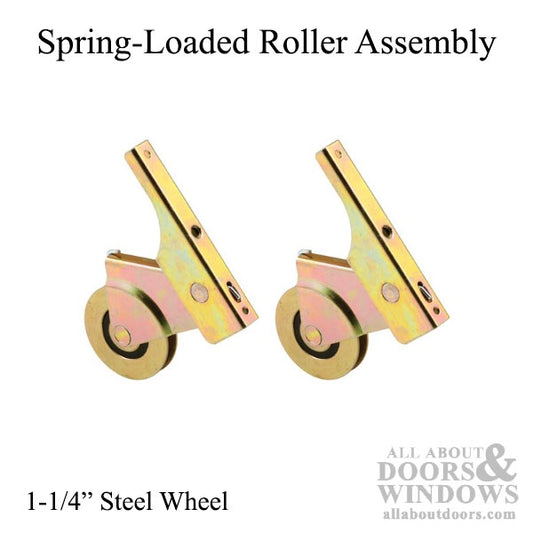 Spring-Loaded Roller Assembly with 1-1/4 Inch Steel Wheel for Sliding Screen Door