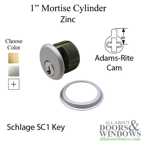 Adams-Rite Mortise Cylinder, 1 inch Zinc KD  Schlage -2 colors - Adams-Rite Mortise Cylinder, 1 inch Zinc KD  Schlage -2 colors