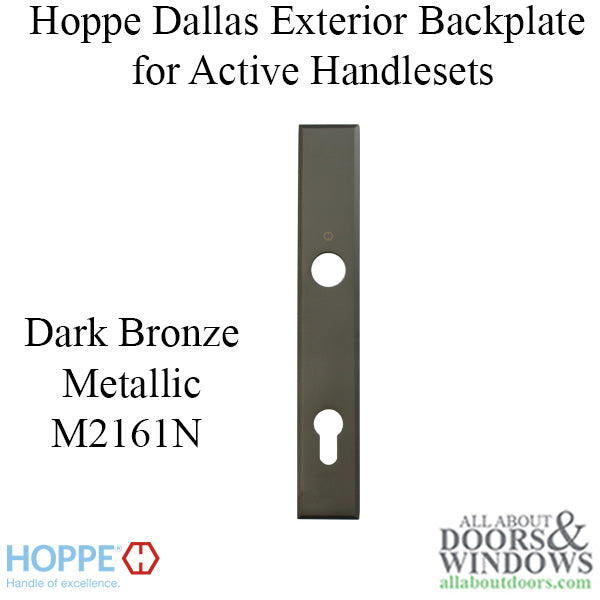 HOPPE Dallas Exterior Backplate M2161N for Active Handlesets - Dark Bronze Metallic - HOPPE Dallas Exterior Backplate M2161N for Active Handlesets - Dark Bronze Metallic