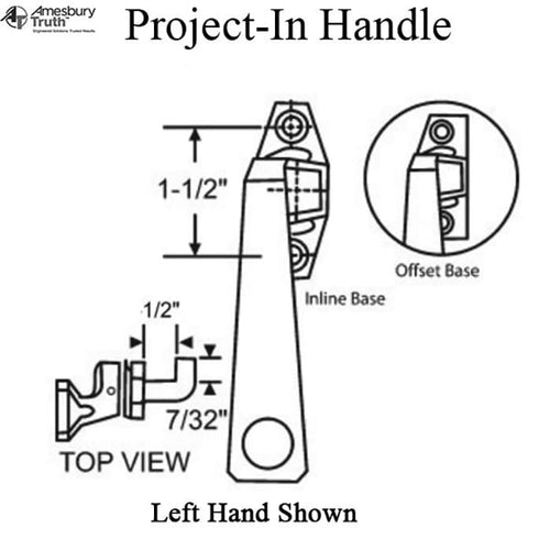Project-In handle, 1-1/2 screw holes, 1/2” Hook Projection, Pole Ring - Project-In handle, 1-1/2 screw holes, 1/2” Hook Projection, Pole Ring
