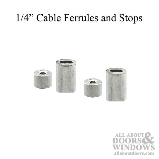 Cable Ferrules and Stops for Garage Door Systems - 1/4 Inch
