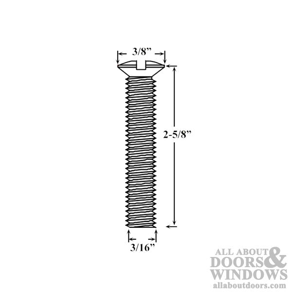 M5 x 65mm x .8 Oval Head Slotted Screw, 2-1/4 door  - Satin Chrome - M5 x 65mm x .8 Oval Head Slotted Screw, 2-1/4 door  - Satin Chrome