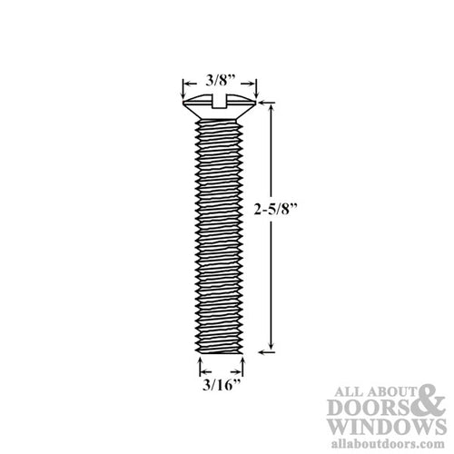 M5 x 65mm x .8 Oval Head Slotted Screw, 2-1/4 door  - Satin Chrome - M5 x 65mm x .8 Oval Head Slotted Screw, 2-1/4 door  - Satin Chrome