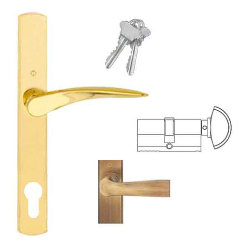 HOPPE Multipoint Handle Set with Rodos Lever Active Antique Brass - HOPPE Multipoint Handle Set with Rodos Lever Active Antique Brass