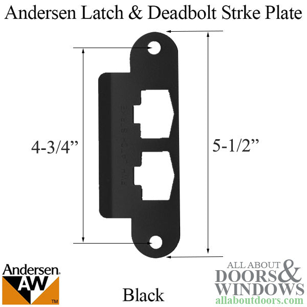 Andersen Latch & Deadbolt Strike Plate Cover, AS/SA Single Door - Black - Andersen Latch & Deadbolt Strike Plate Cover, AS/SA Single Door - Black