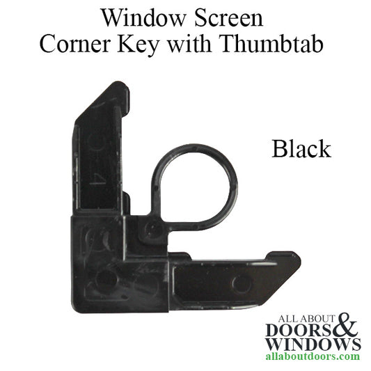 Window Screen Corner Key with Pull Tab, Plastic - Black