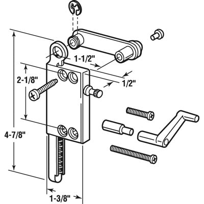 Operator, Jalousie / Louver, 2-1/8 inch hole c- c - Operator, Jalousie / Louver, 2-1/8 inch hole c- c