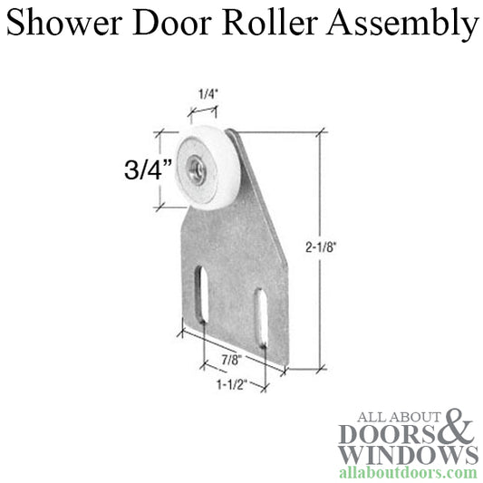 Shower Door Ball Bearing Roller Assembly with Straight Bracket 3/4 Inch Wheel Diameter