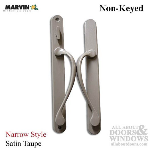 Marvin Narrow Traditional, Non-Keyed Sliding Patio Door Handle - Satin Taupe