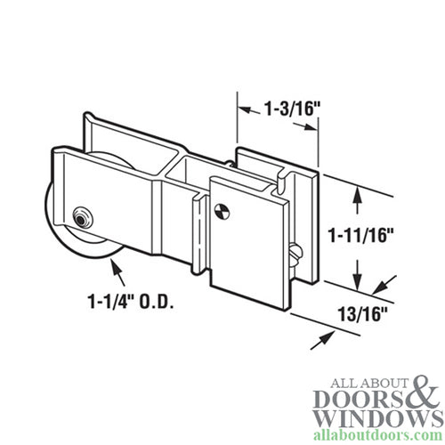 Sliding Door Roller for Peachtree Payne Yoho Glass Doors with Adjustable Housing 1.25 Inch Wheel Diameter - Sliding Door Roller for Peachtree Payne Yoho Glass Doors with Adjustable Housing 1.25 Inch Wheel Diameter