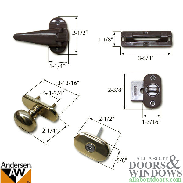 Andersen Knob and Deadbolt Kit 1-1/2 Inch Door - Brass / Brown - Andersen Knob and Deadbolt Kit 1-1/2 Inch Door - Brass / Brown