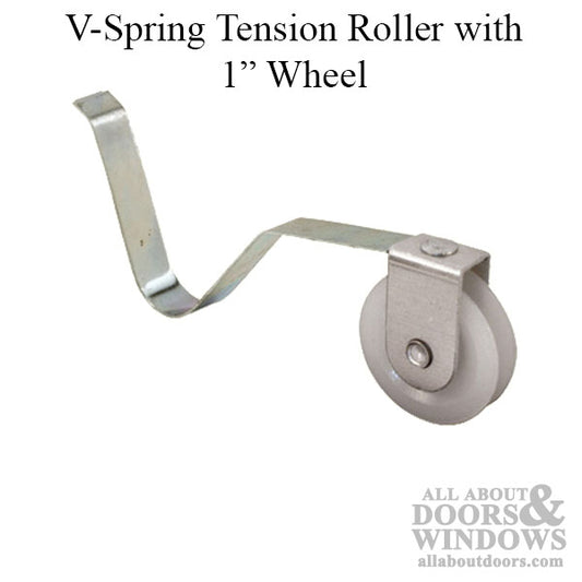 V-Spring Tension Roller Assembly with 1 Inch Nylon Wheel for Sliding Screen Door