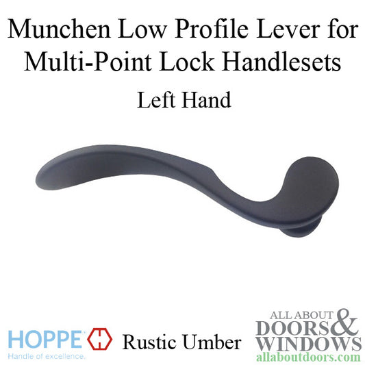 Munchen Low-Profile Lever Handle for Left Handed Multipoint Lock Handlesets - Rustic Umber