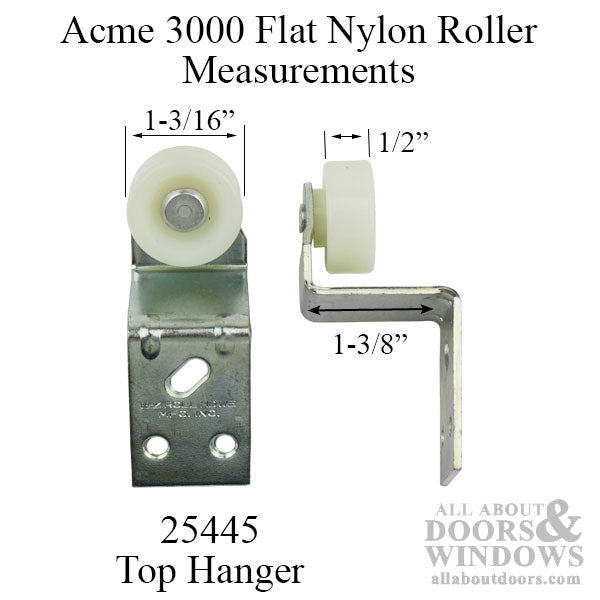 1-3/16 inch wheel, 1-3/8 offset, Wide Flat Nylon Roller- Acme 3000 - 1-3/16 inch wheel, 1-3/8 offset, Wide Flat Nylon Roller- Acme 3000