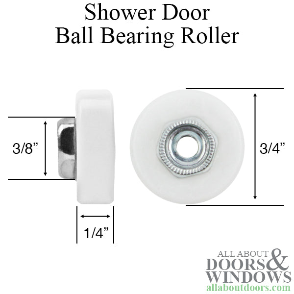 roller, 3/4 Flat Ball Bearing Wheel, Sliding Shower door - Pairs - roller, 3/4 Flat Ball Bearing Wheel, Sliding Shower door - Pairs