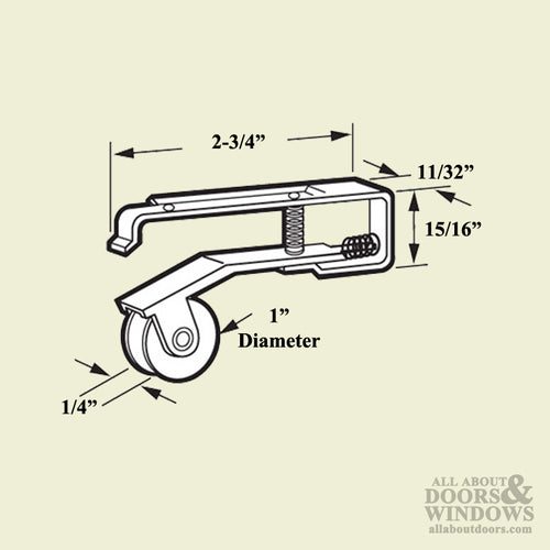 Roller Assembly with 1 Inch Nylon Wheel for Sliding Screen Door - Roller Assembly with 1 Inch Nylon Wheel for Sliding Screen Door