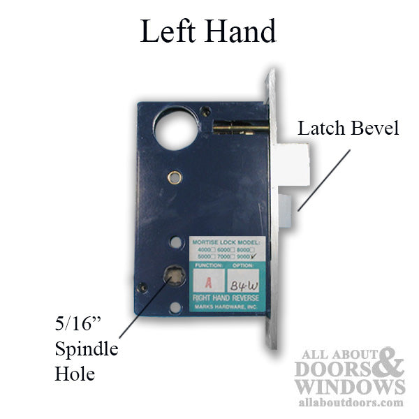 Lock Case, Marks 9000 Series Mortise, LH / RHR, 5/16 Spindle - Lock Case, Marks 9000 Series Mortise, LH / RHR, 5/16 Spindle