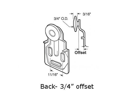 Discontinued - 3/4  Wheel, 3/4 Offset Thin Nylon Sliding Door Roller - Discontinued - 3/4  Wheel, 3/4 Offset Thin Nylon Sliding Door Roller