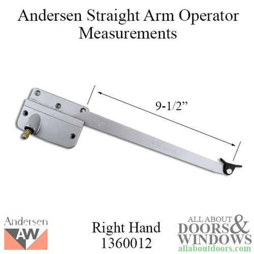 Andersen 7095 Window Straight Arm Operator and Shoe, Casement, PSC, Silver Satin - Andersen 7095 Window Straight Arm Operator and Shoe, Casement, PSC, Silver Satin