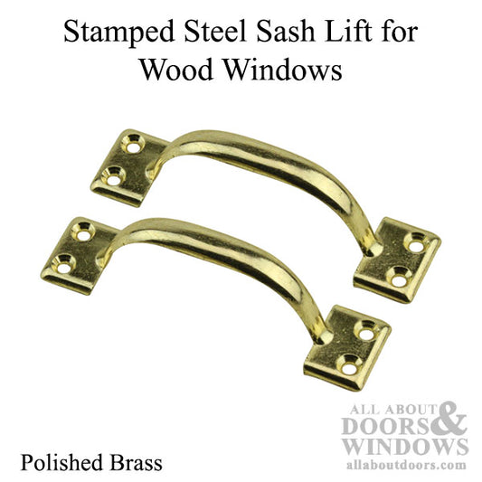 Sash Lift - Wood Sash Hardware, Stamped Steel - Polished Brass