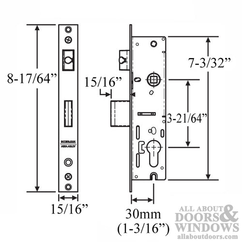 Interlock Optimum 30mm Lock Body, 2-Point - Stainless Steel - Interlock Optimum 30mm Lock Body, 2-Point - Stainless Steel