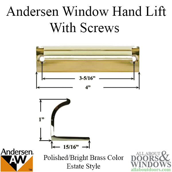 Andersen Estate Hand Lift, Tilt-Wash (DC) and Tilt-Wash (TW) Windows - Bright/Polished Brass - Andersen Estate Hand Lift, Tilt-Wash (DC) and Tilt-Wash (TW) Windows - Bright/Polished Brass