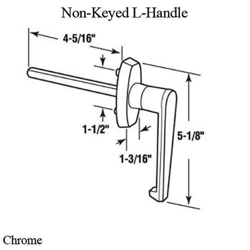 Non-Keyed L-Handle - 5/16 x 3 inch Shaft - Chrome - Non-Keyed L-Handle - 5/16 x 3 inch Shaft - Chrome