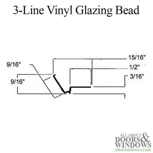 Vinyl Glazing Bead, White, 3 line, 6' - Vinyl Glazing Bead, White, 3 line, 6'